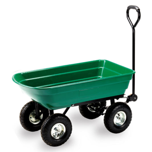 Carrello da giardino in acciaio verniciato con vasca in ABS ribaltabile, Capacità 75 lt, articolo da assemblare