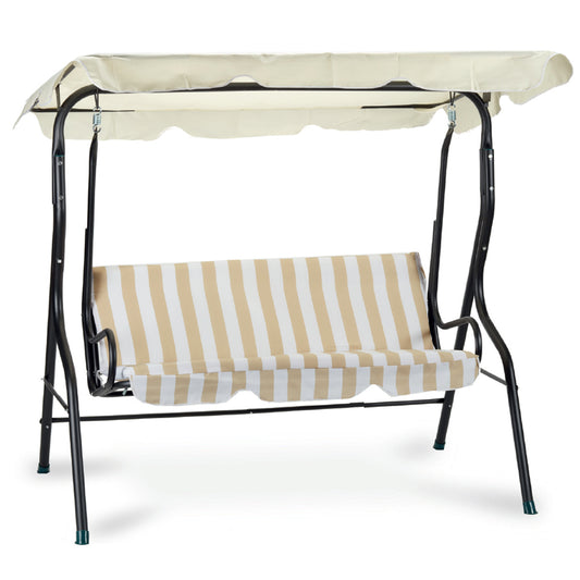 Dondolo Linear in Acciaio verniciato Telo in poliestere 160 gr/m² Colore Beige/Riga beige
