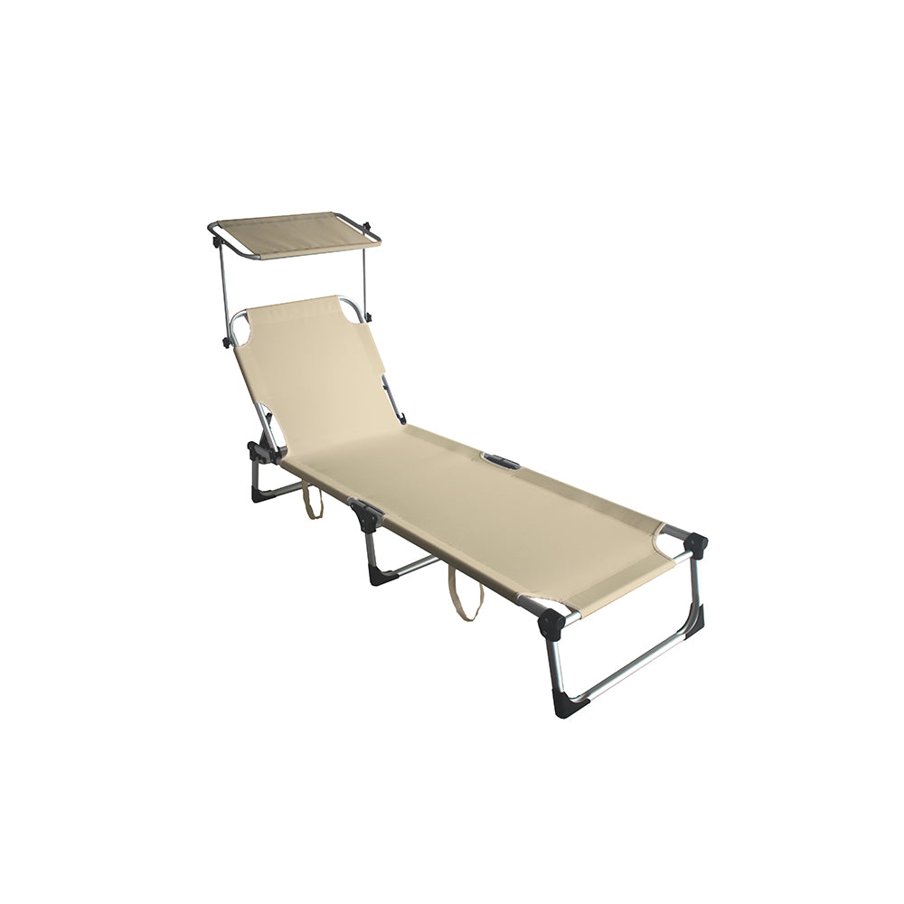 Lettino pieghevole Mykonos in Alluminio e Textilene 2x1 - Colore Beige