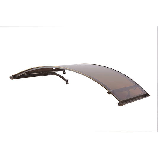 Pensilina Alluminio Arco - Supporto Marrone e copertura in Policarbonato compatto satinato bronzo - Con Sgocciolatoio