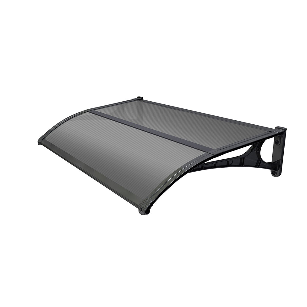 Pensilina ABS P.100 L. 135  - Supporto e profilo centrale Nero con copertura in policarbonato alveolare grigio