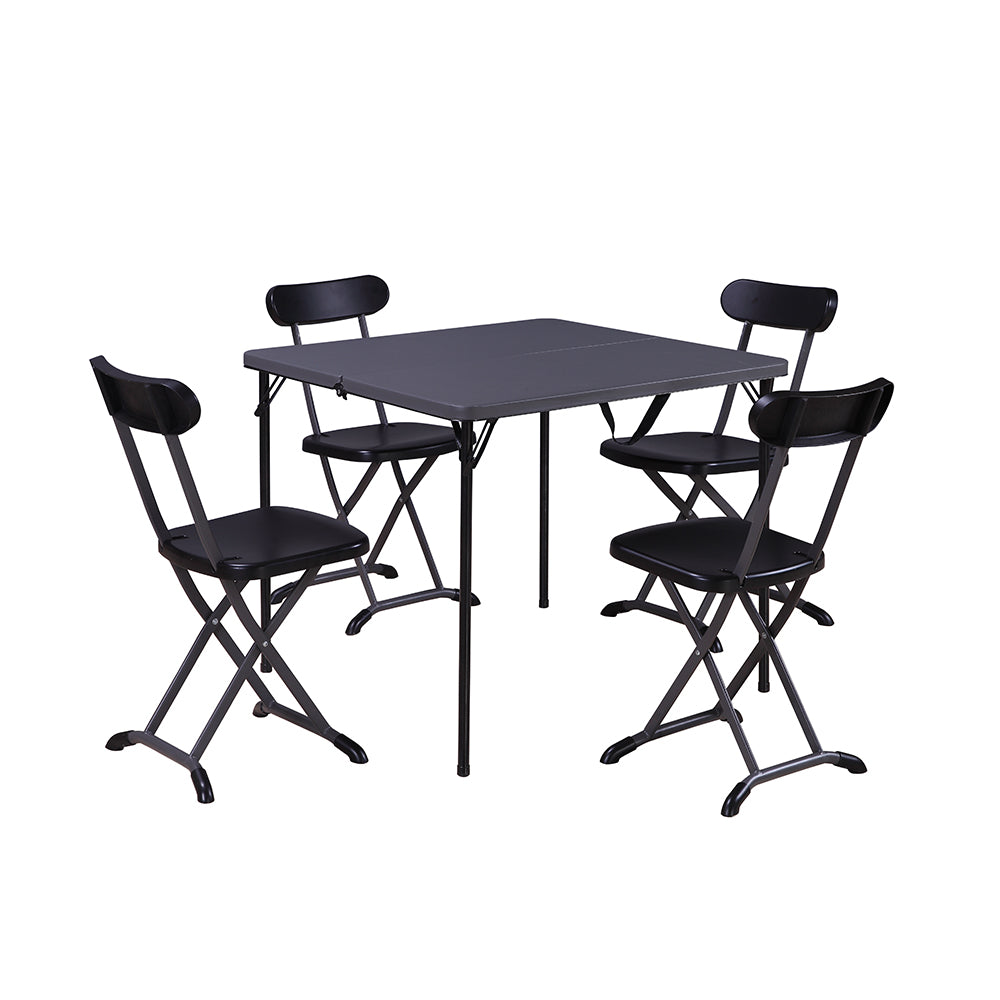 Set Horeca Pieghevole                        (1 tavolo 4 sedie) in acciaio, color antracite, top in PE