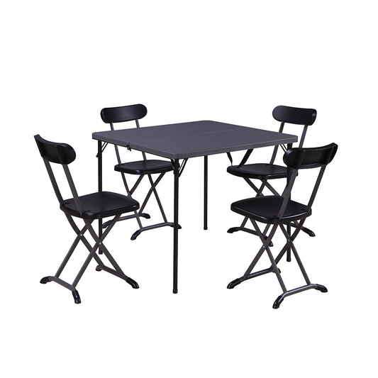 Set Horeca Pieghevole                        (1 tavolo 4 sedie) in acciaio, color antracite, top in PE