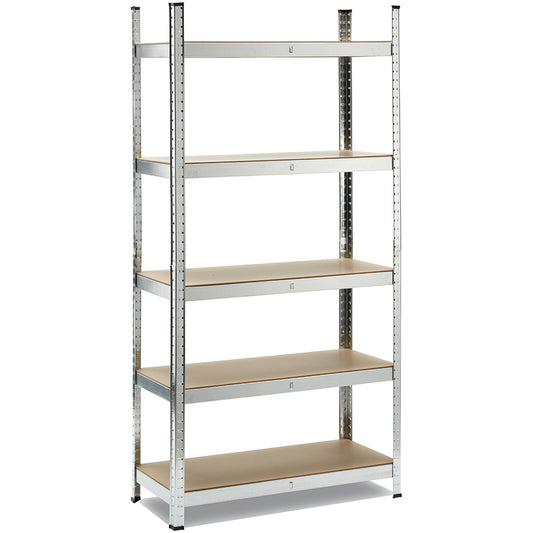 Scaffale 5 ripiani in metallo e MDF                                                                                                                                           Portata: 175 Kg per ripiano, montaggio ad incastro - Varie Misure